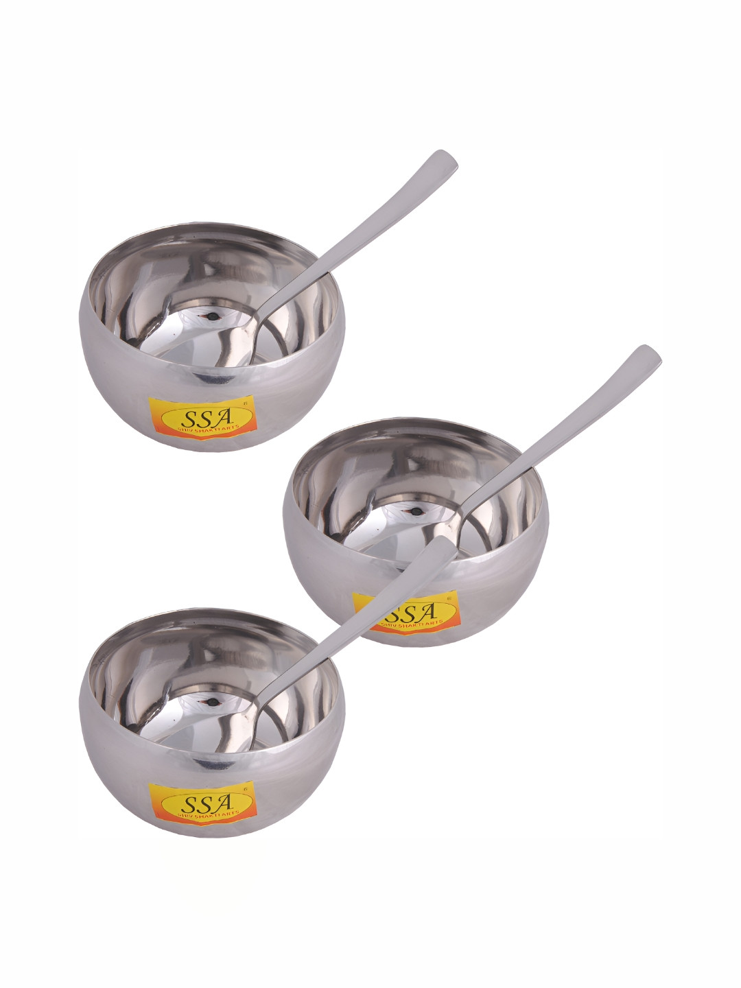 Shivshakti Arts Silver Toned 6 Pieces Stainless Steel Bowl With Spoon
