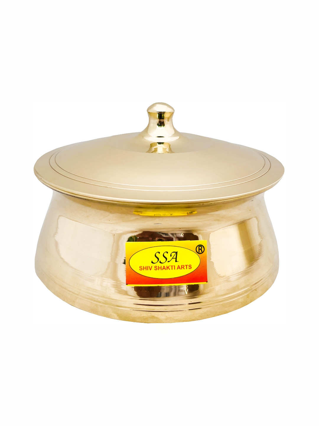 Shivshakti Arts Yellow 2 Pieces Copper Serving Casseroles 1 L