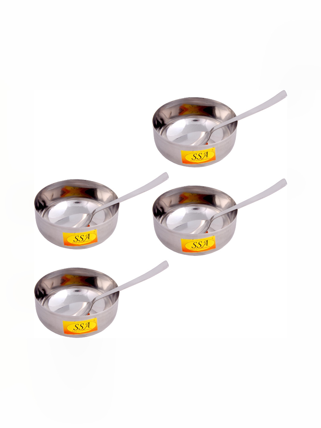 Shivshakti Arts Silver-Toned 8Pcs Stainless Steel Glossy Serving Set
