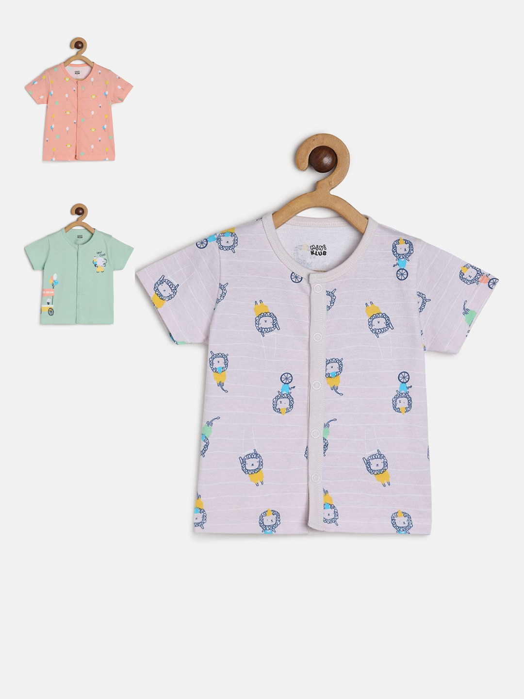 MINI KLUB Infant Boys Pack Of 3 Printed Pure Cotton Jhablas