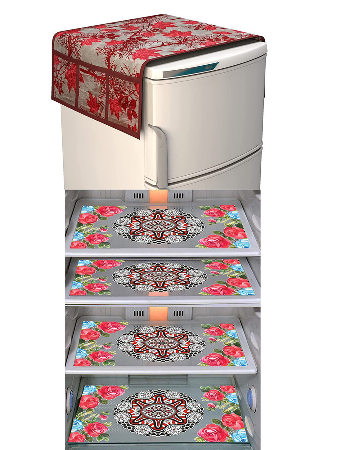 Dakshya Industries Pink & Maroon 5Pcs Printed Appliance covers