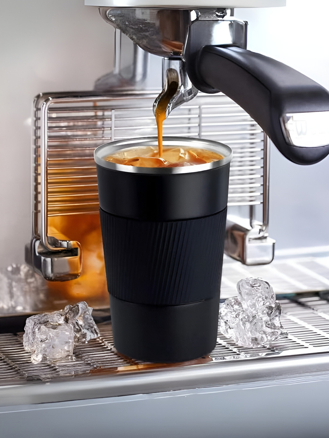 UniKart Black Textured Stainless Steel Dishwasher Safe Mug-380ml