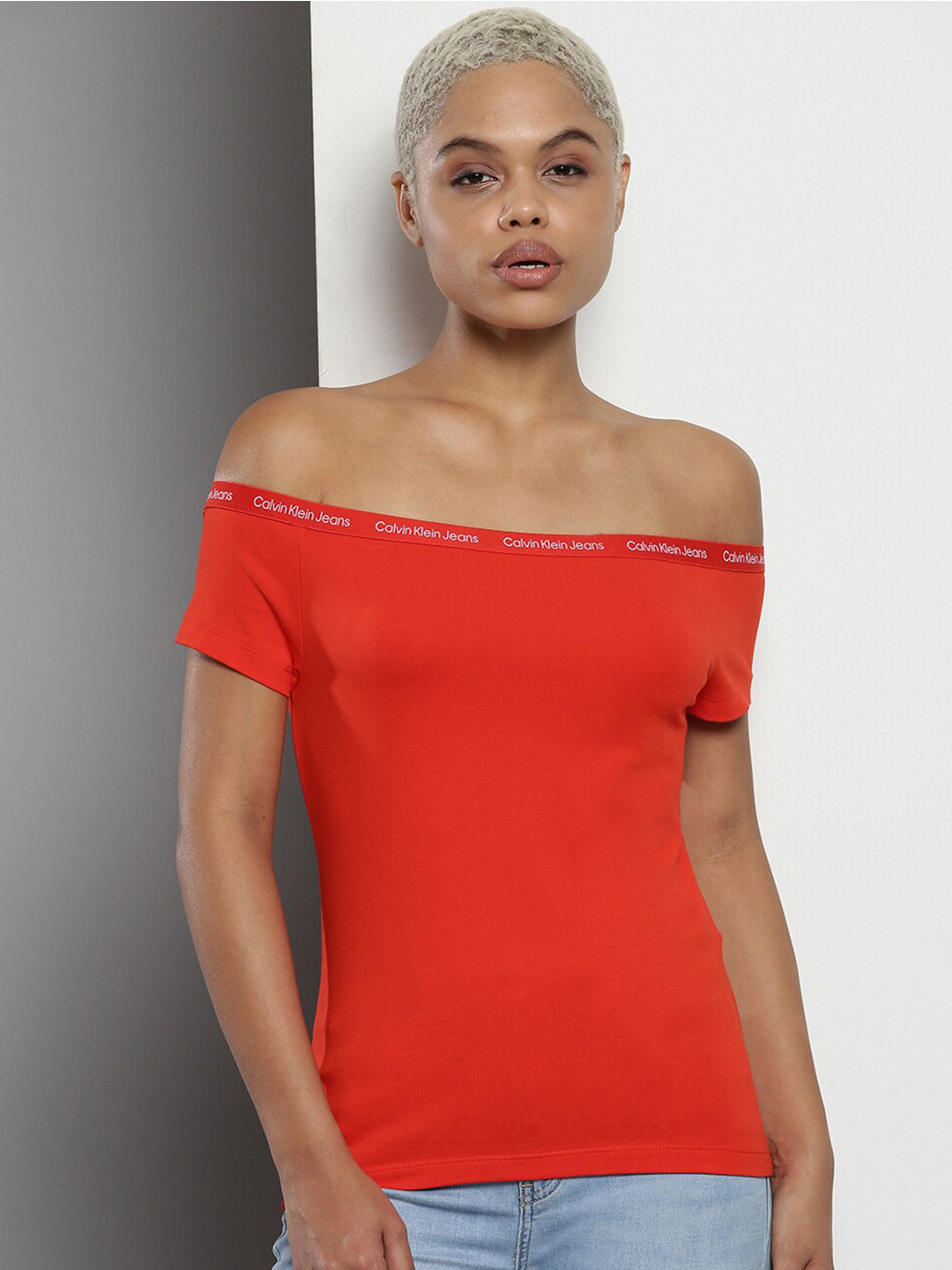 Calvin Klein Off-Shoulder Bardot Top