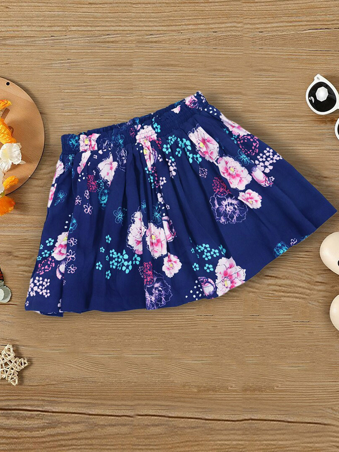 INCLUD Girls Printed Cotton Flared Above Knee Skirts