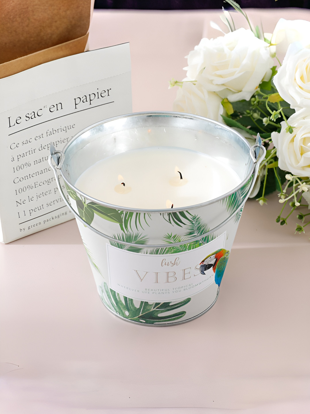 The Better Home for Home Decoration 3 Wick Rose and Jasmine Abstract Jar Candles