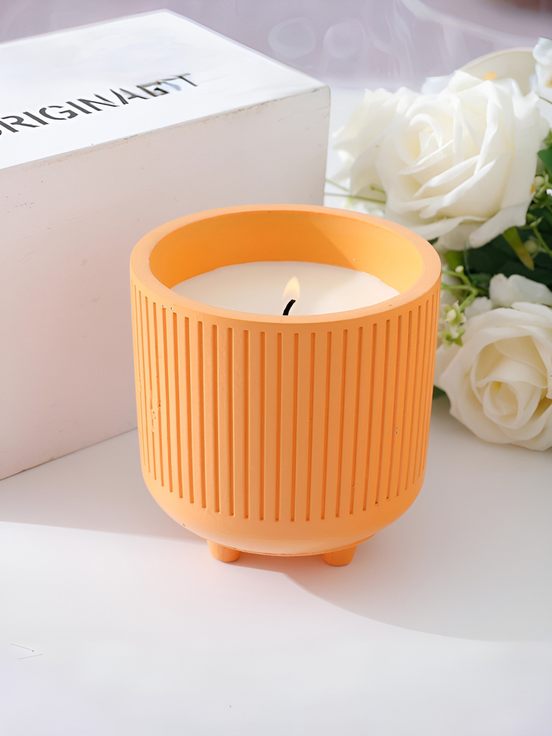 The Better Home for Home Decoration 1 Wick Wood TFBC Striped Geometric Regular Jar Candles
