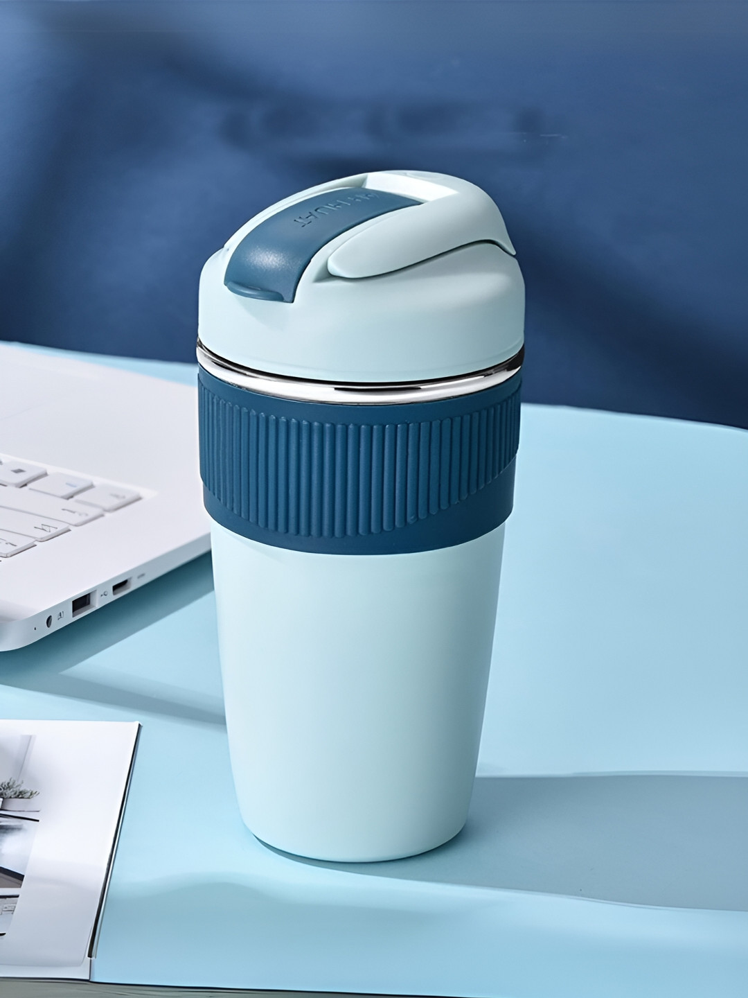 UniKart Cute But Libra Blue Textured Stainless Steel Dishwasher Safe Mug-480ml