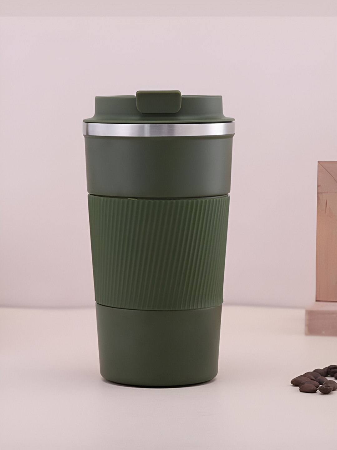 UniKart Olive Striped Stainless Steel Dishwasher Safe Mug-510ml