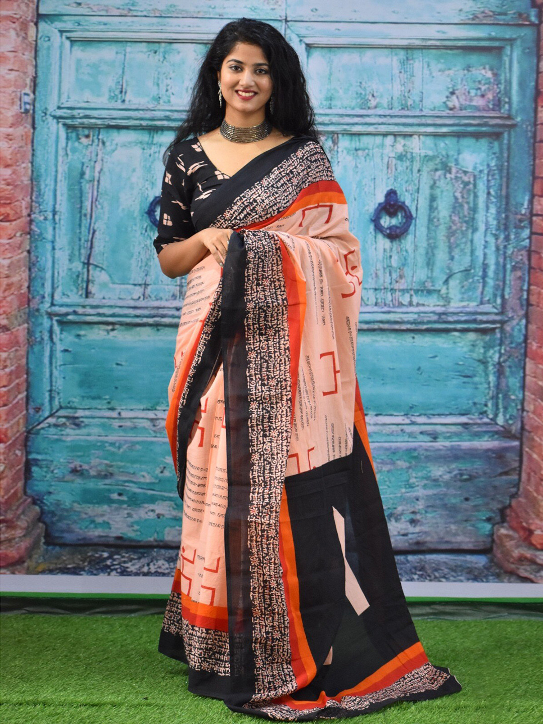 TROPWEAR Pure Cotton Block Printed Saree