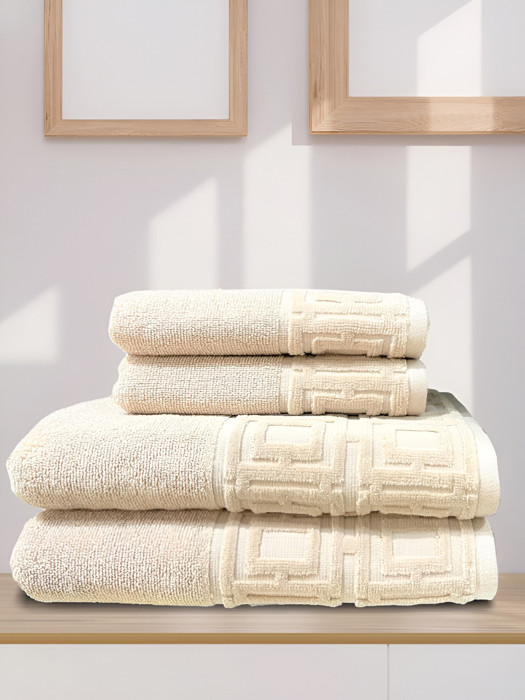 SENSES Beige 4 Piece Cotton 550 GSM Towel Set