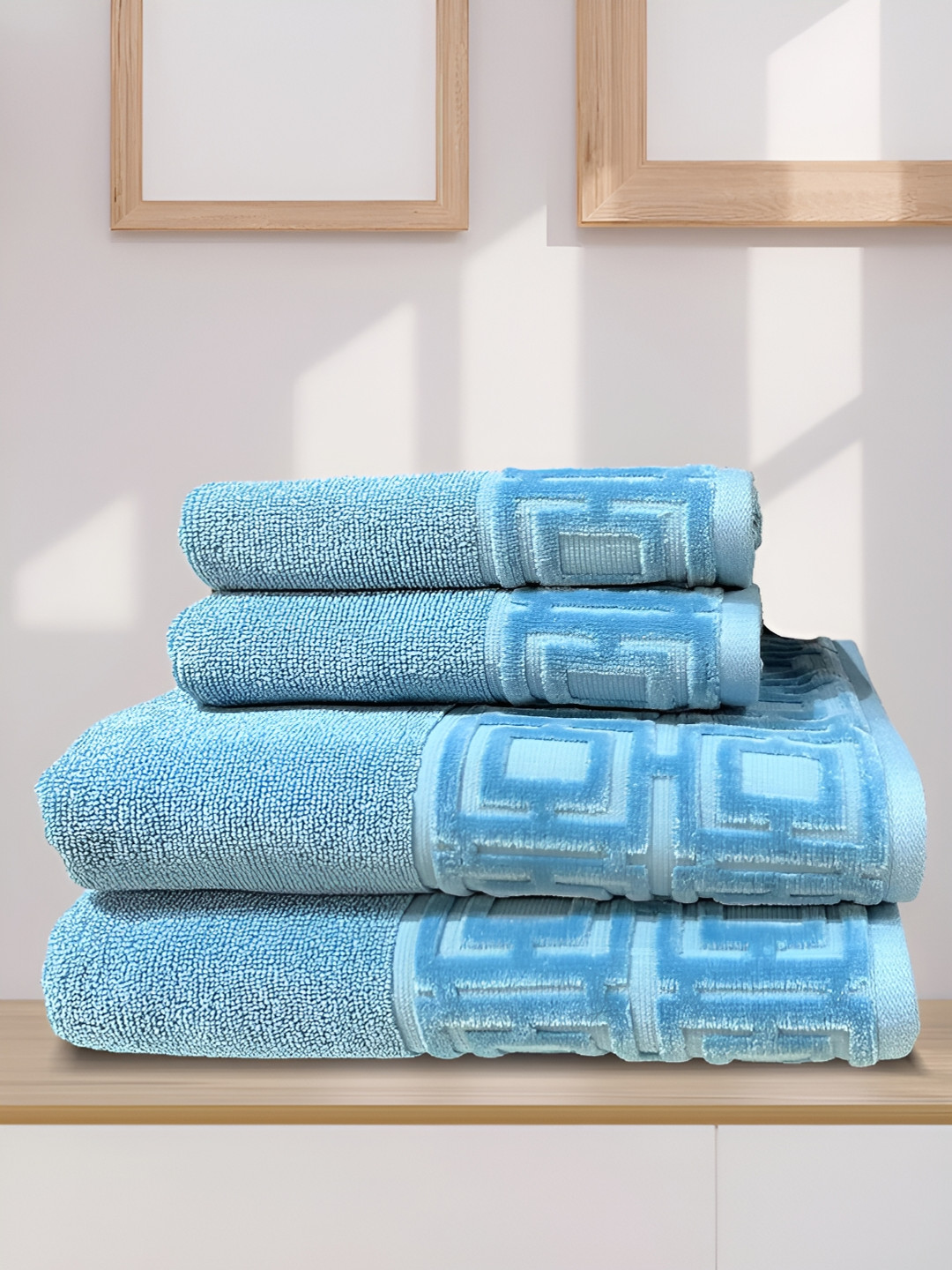 SENSES Blue 4 Piece Cotton 550 GSM Towel Set