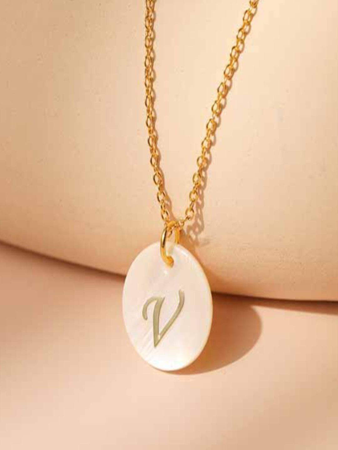 AQUASTREET 18K Gold-Plated Waterproof Antitarnish Letter V Initial Pendant Necklace