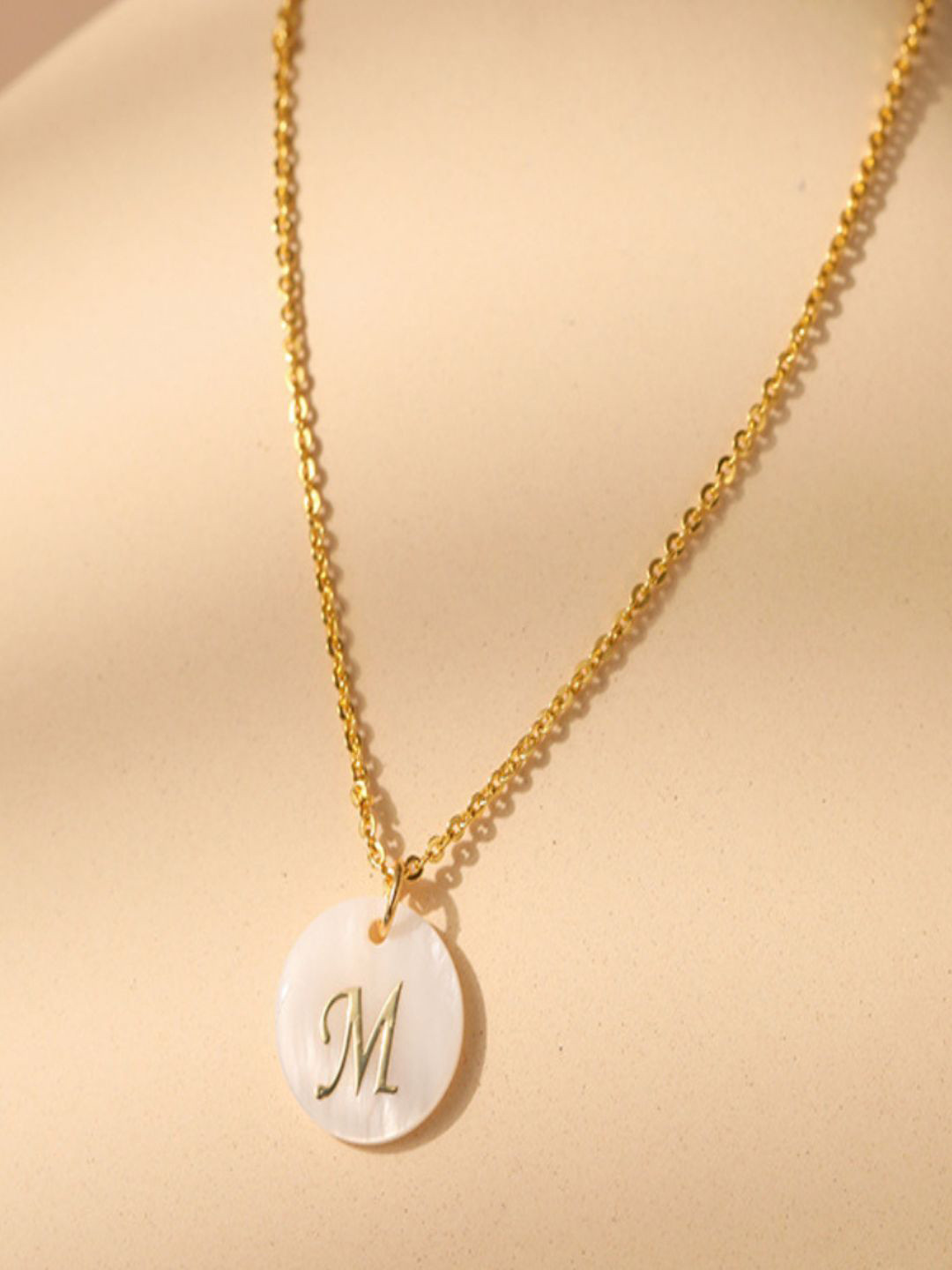 18K Gold Plated Waterproof Antitarnish Letter M Initial Pendant Necklace
