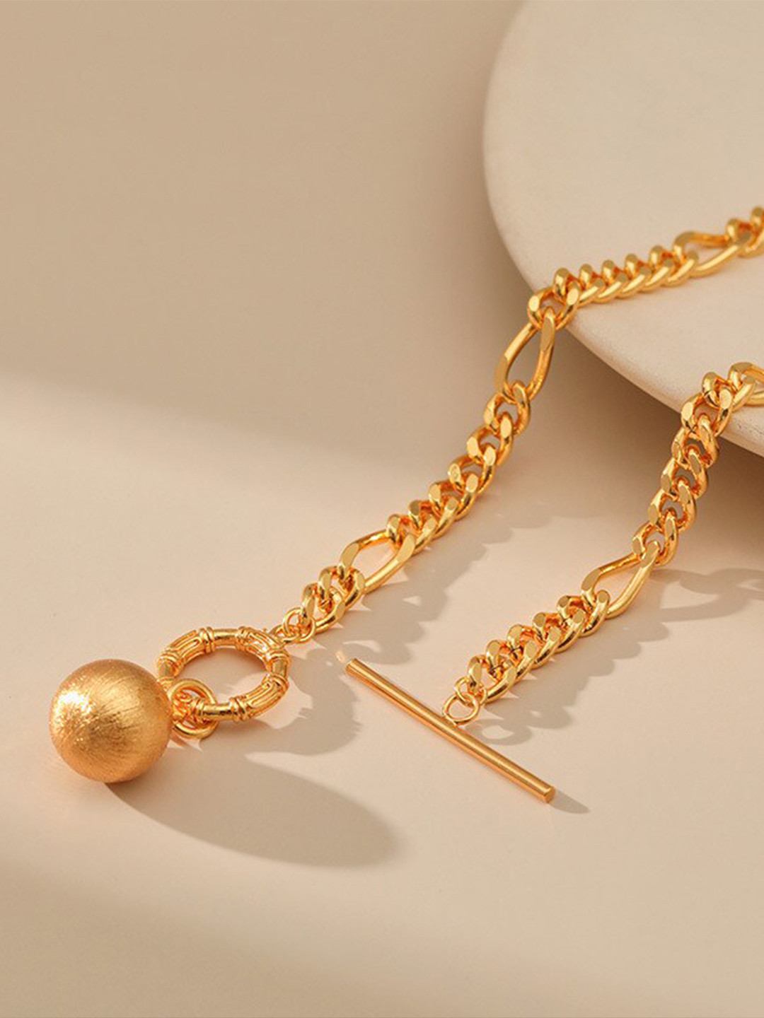 AQUASTREET 18K Gold Plated Waterproof Antitarnish Ball T-Bar PaperLink Chain