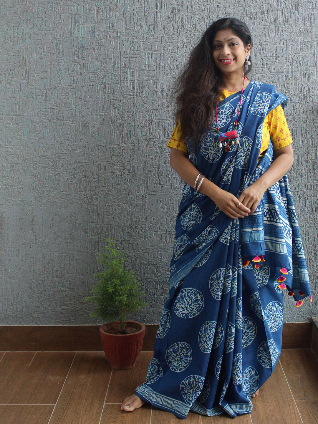 Weaves of Tradition Ethnic Motifs Printed Pure Cotton Bagru Saree