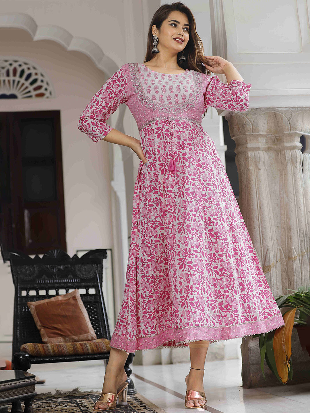 DARVIKAA COLLECTION Ethnic Motifs Printed Anarkali Kurta
