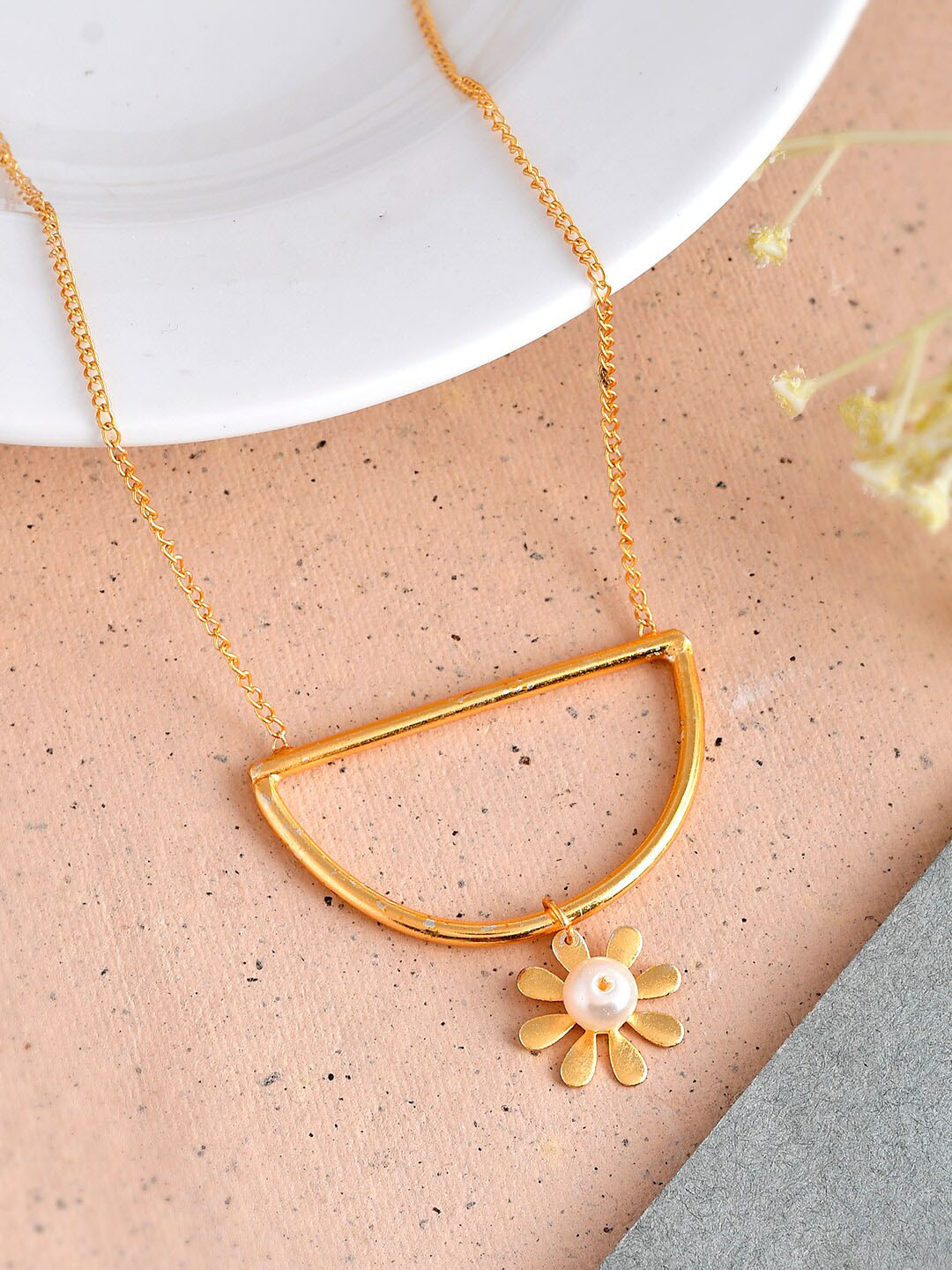 Silvermerc Designs Gold-Plated Pearl Beaded Floral Detail Chain