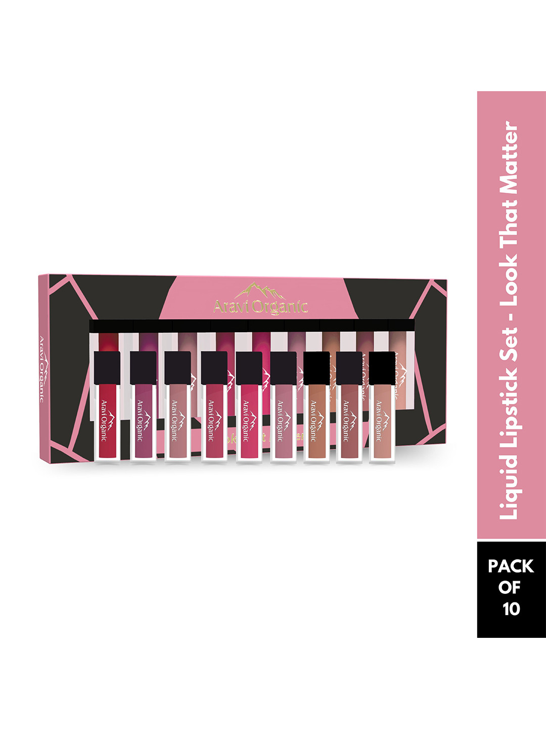 Aravi Organic 10-Pcs Soft Matte LongStay Liquid Lipstick with Vitamin E 15ml - Mixed Shade