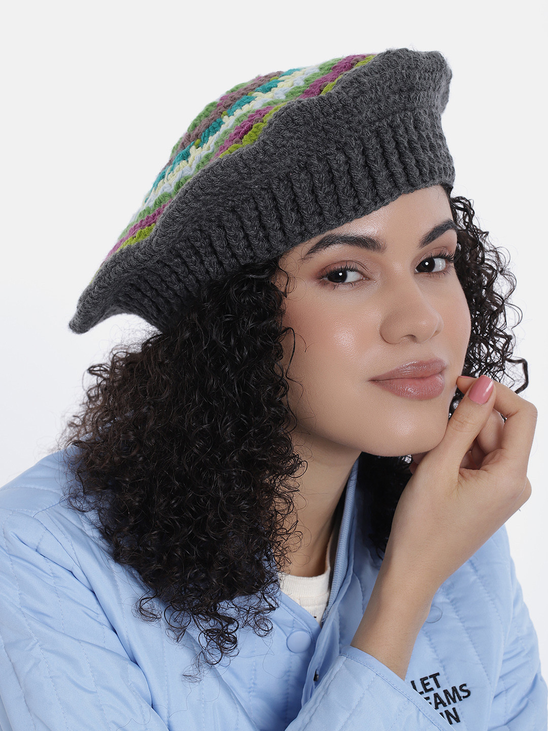 Magic Needles Women Printed Beret Hat