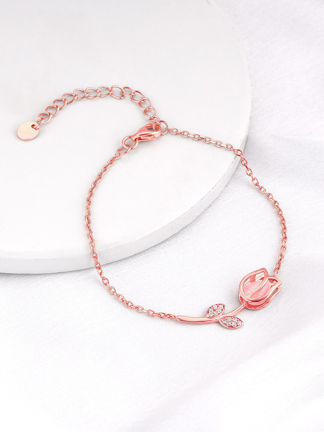 GIVA 925 Sterling Silver Rose Gold-Plated Charm Bracelet