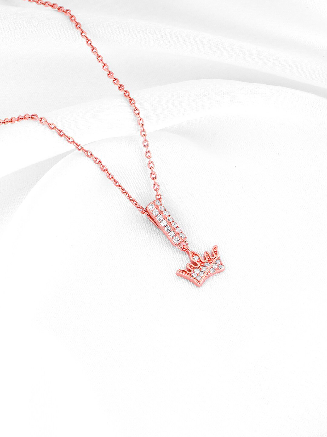 GIVA Rose Gold-Plated 925 Sterling Silver Stone Studded Contemporary Pendants With Chains