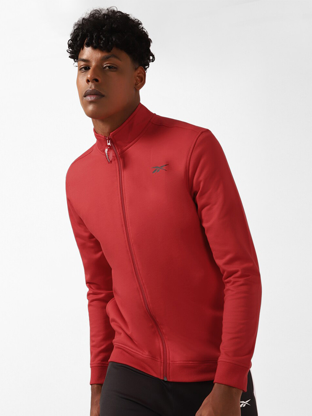 Reebok Dash Mock-Collar Zip-Up Front-Open Sweatshirt