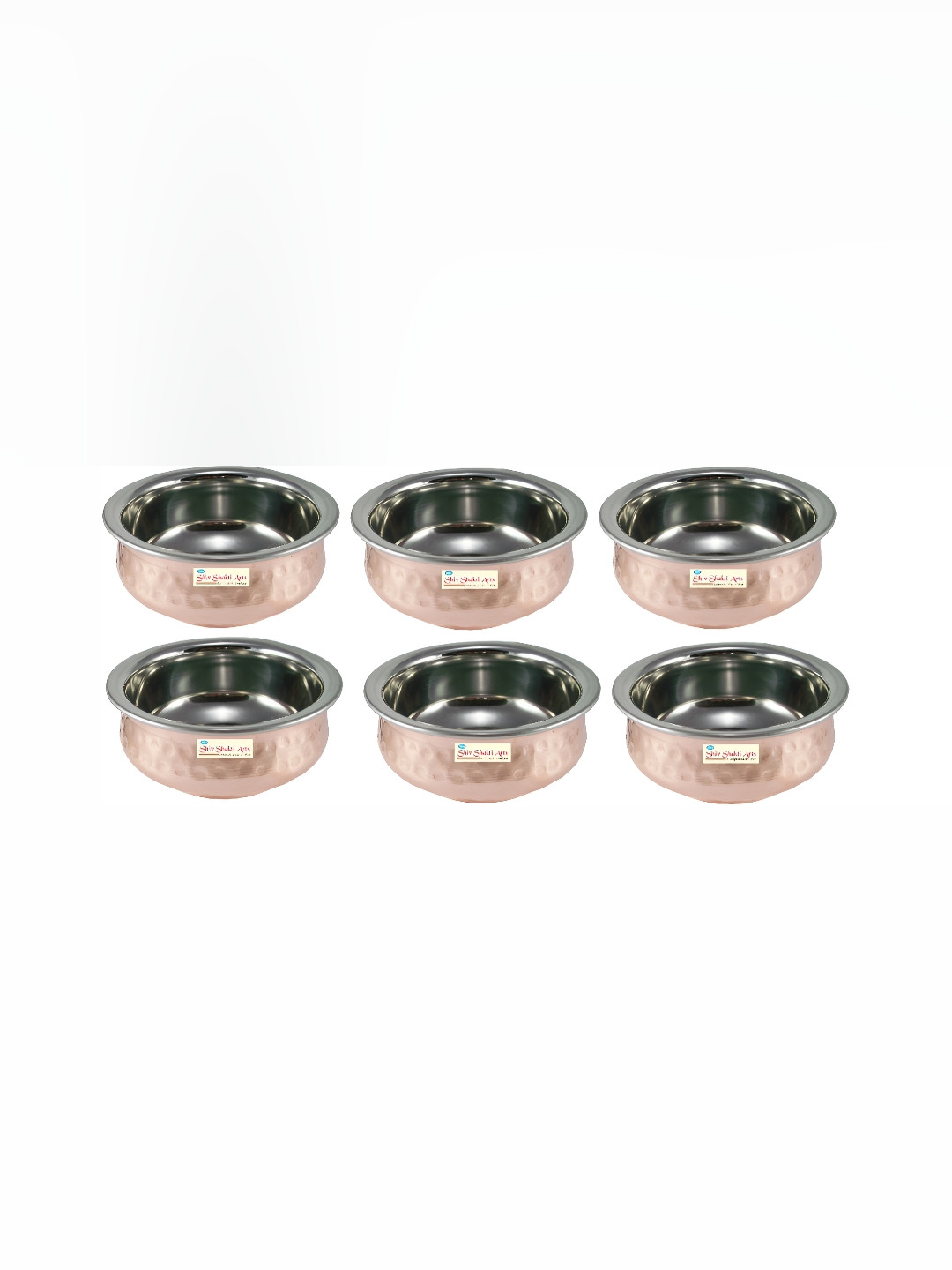 Shivshakti Arts Brown 6 Pieces Copper Bowls For Sabji 100 ml