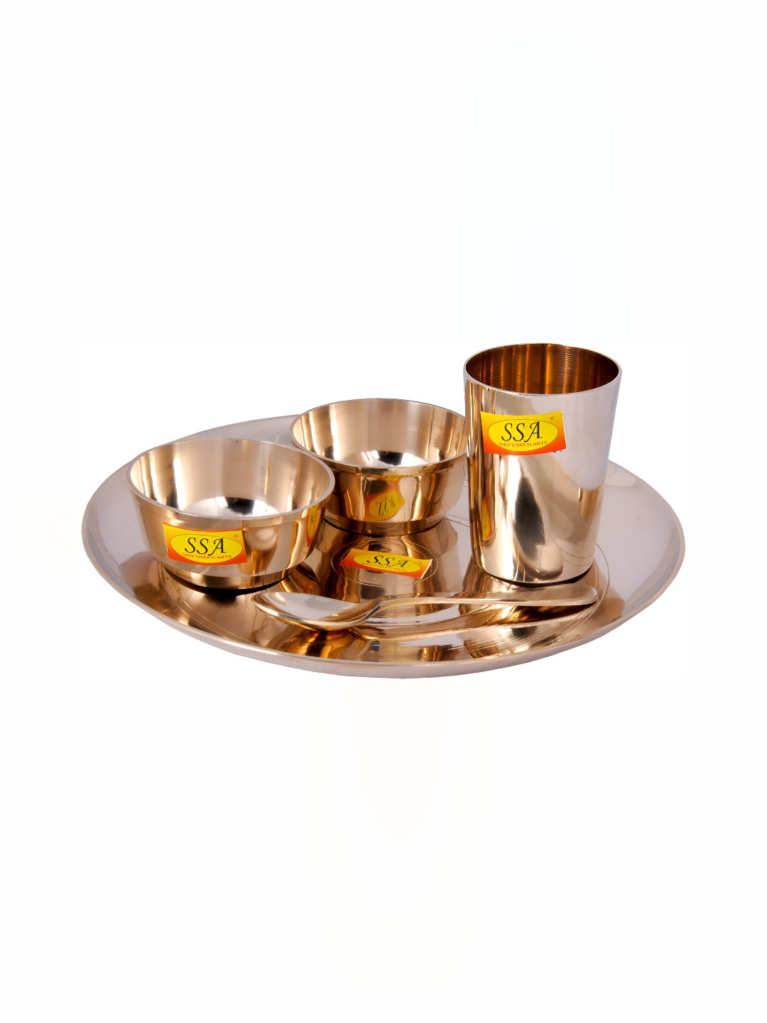 Shivshakti Arts Gold Solid Metal Easy to Clean 5 Piece Dinner Set