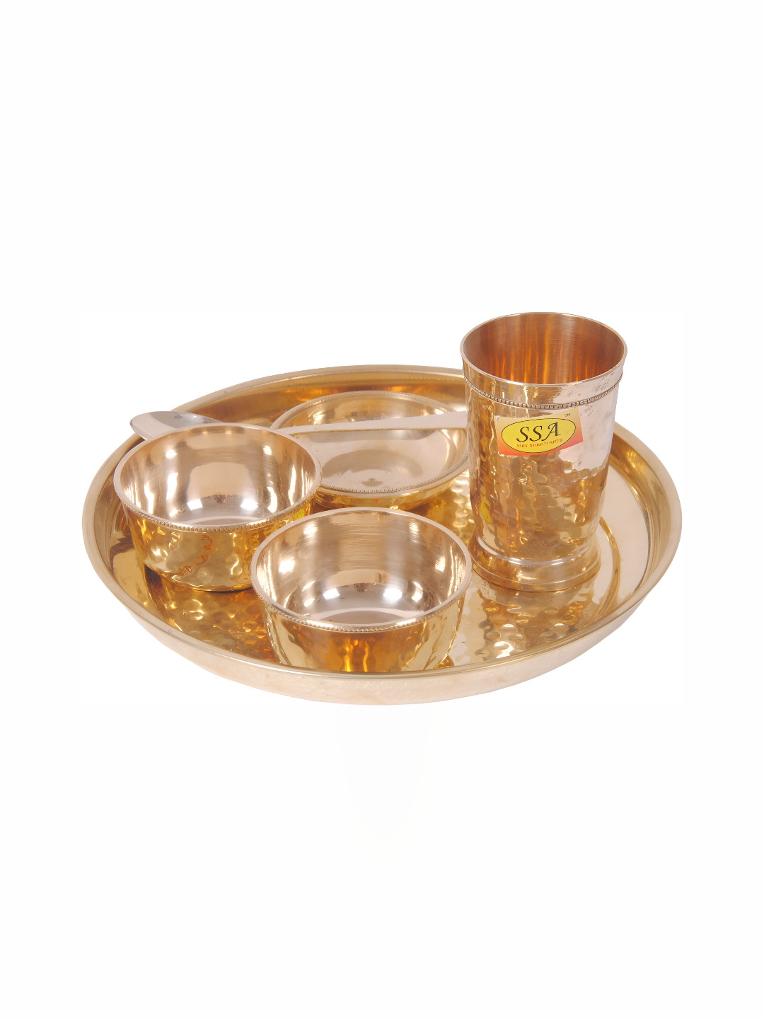 Shivshakti Arts Traditional Design Brown Solid Brass 6 Piece Dinner Set