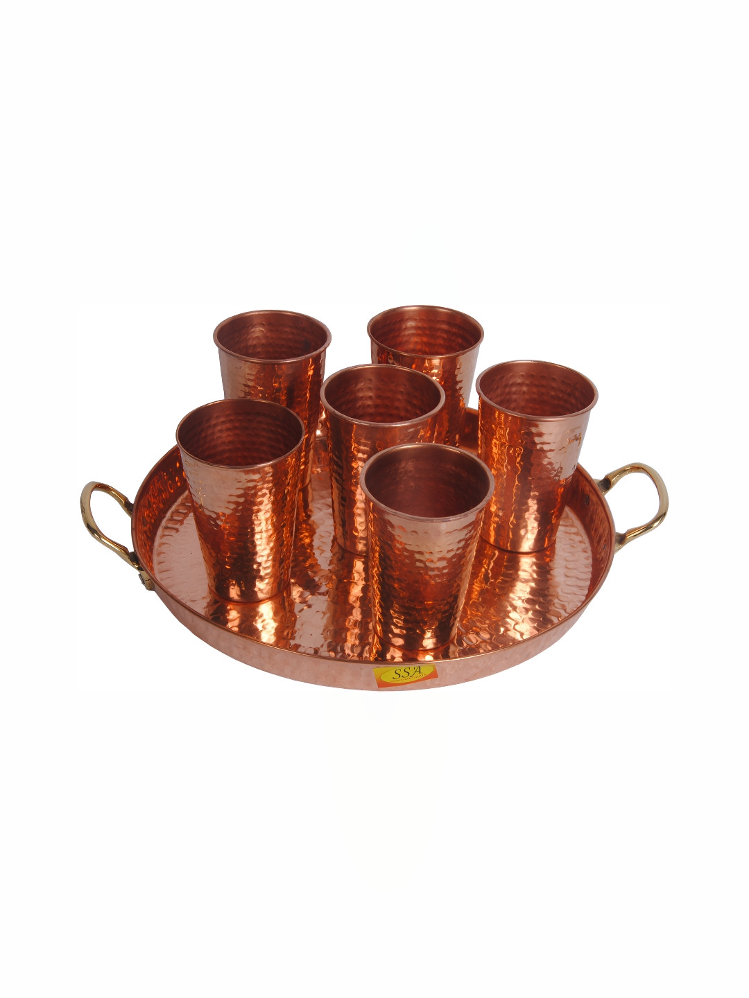Shivshakti Arts Brown7Pcs Copper Dinner Set
