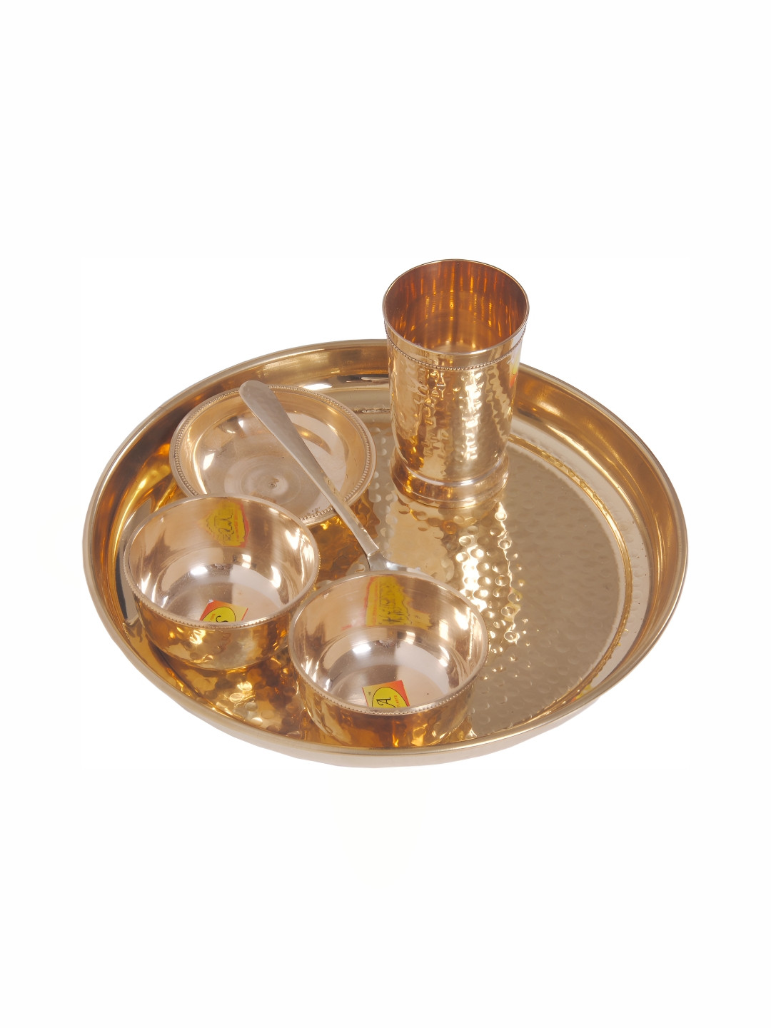 Shivshakti Arts Hammered Traditional Design Brown Solid Brass Easy to Clean 6 Piece Dinner Set