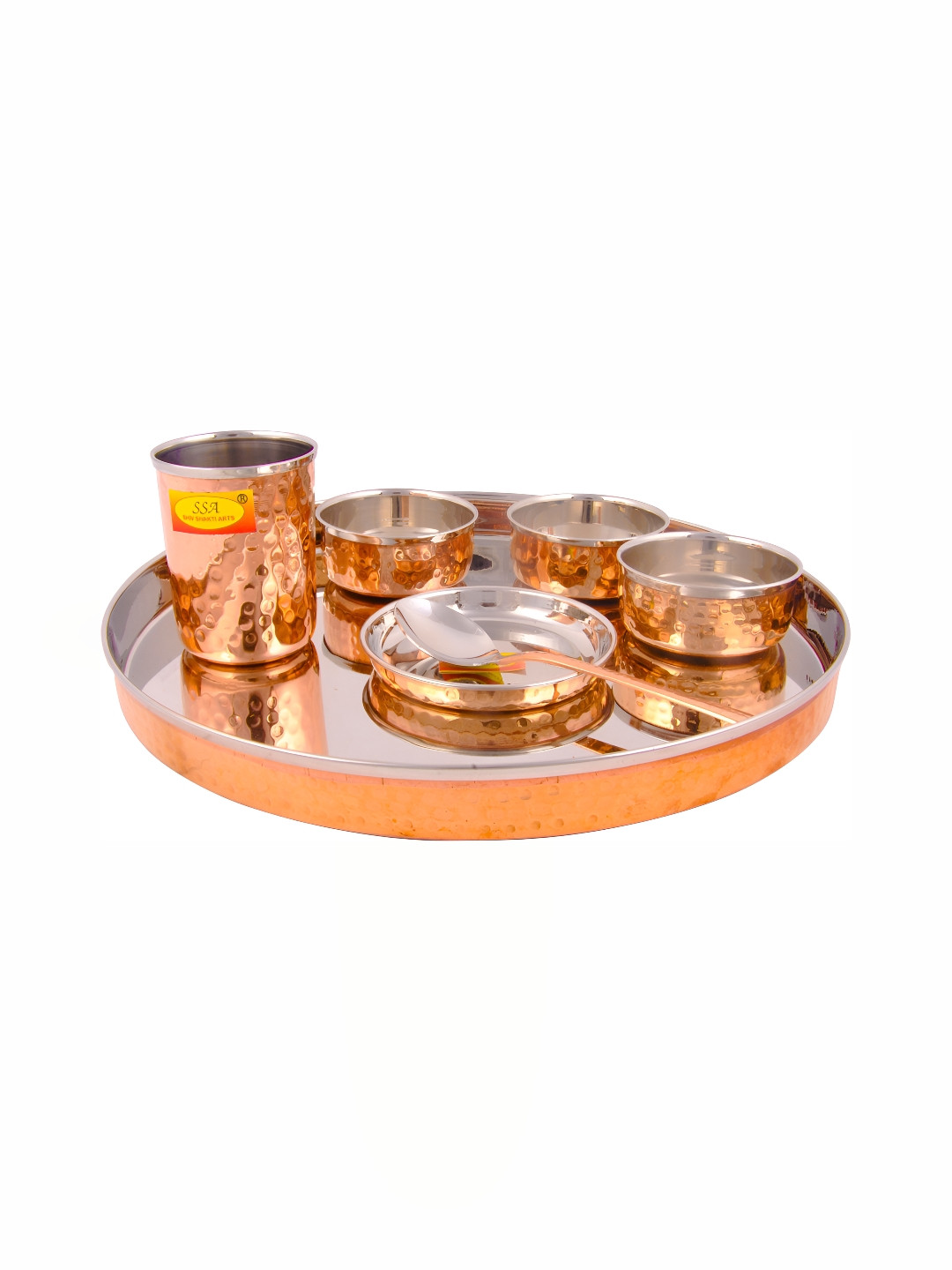 Shivshakti Arts Brown Solid Copper 7 Piece Dinner Set