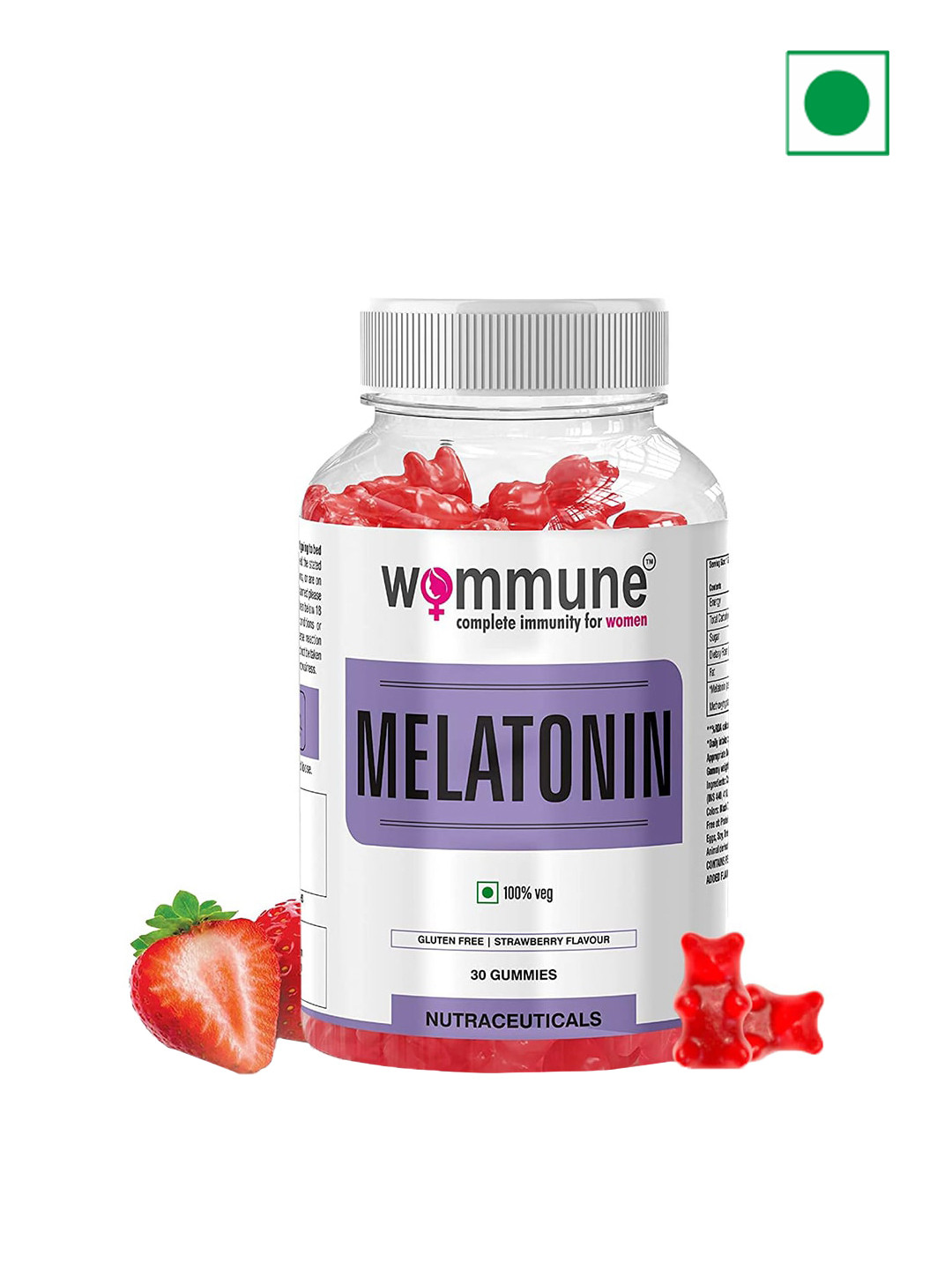 WOMMUNE Melatonin Strawberry Flavour Gummies - 30 Gummies