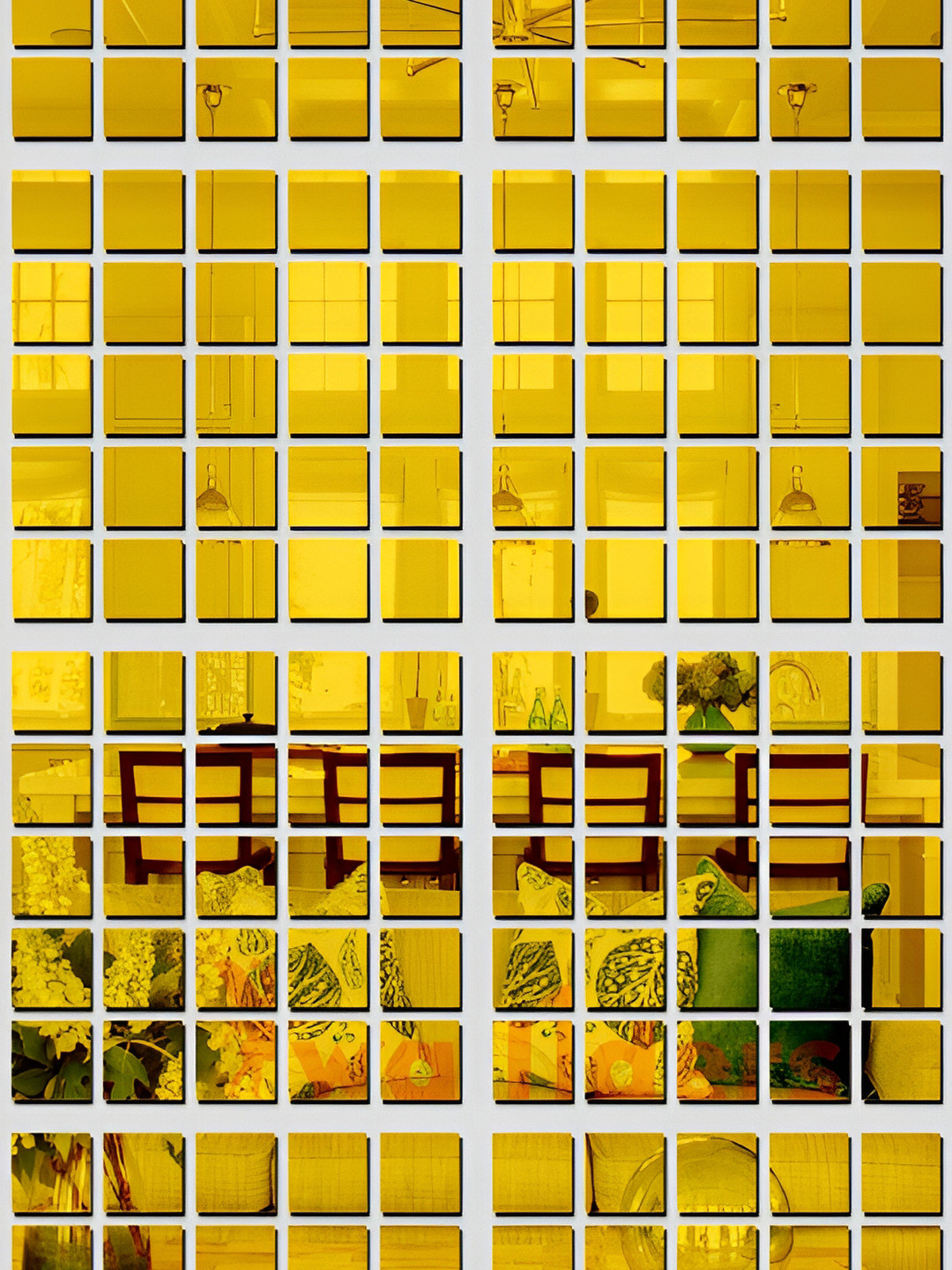 Wall1ders Gold Toned 200 Pieces Square Mirror Wall Stickers