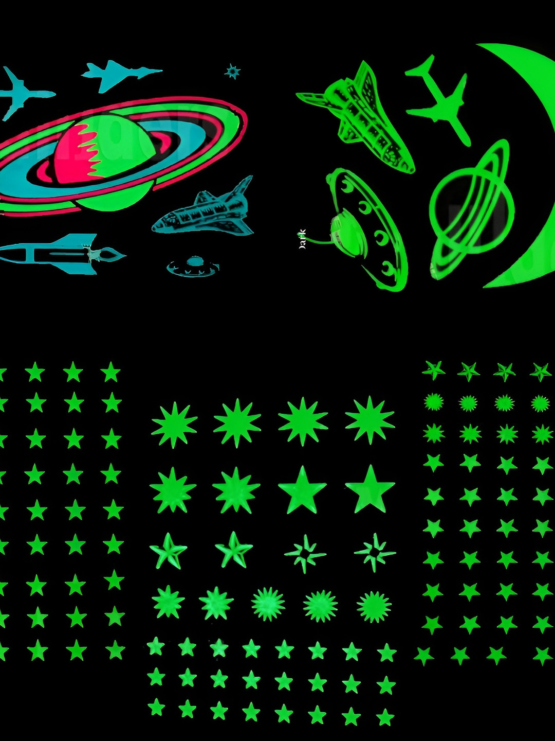 Wall1ders Green & Blue Night Glow Radium Stickers