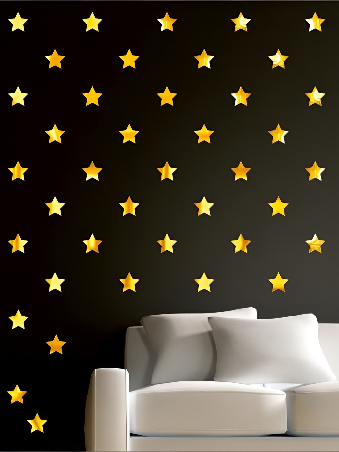 Wall1ders Gold Toned 50 Pieces 3D Star Acrylic Mirror Wall Stickers