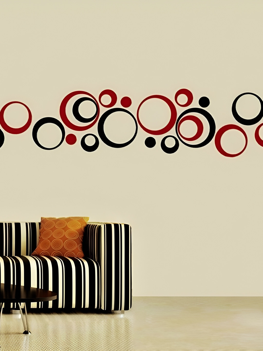 Wall1ders 20 Pieces Red & Black Ring Mirror Wall Stickers