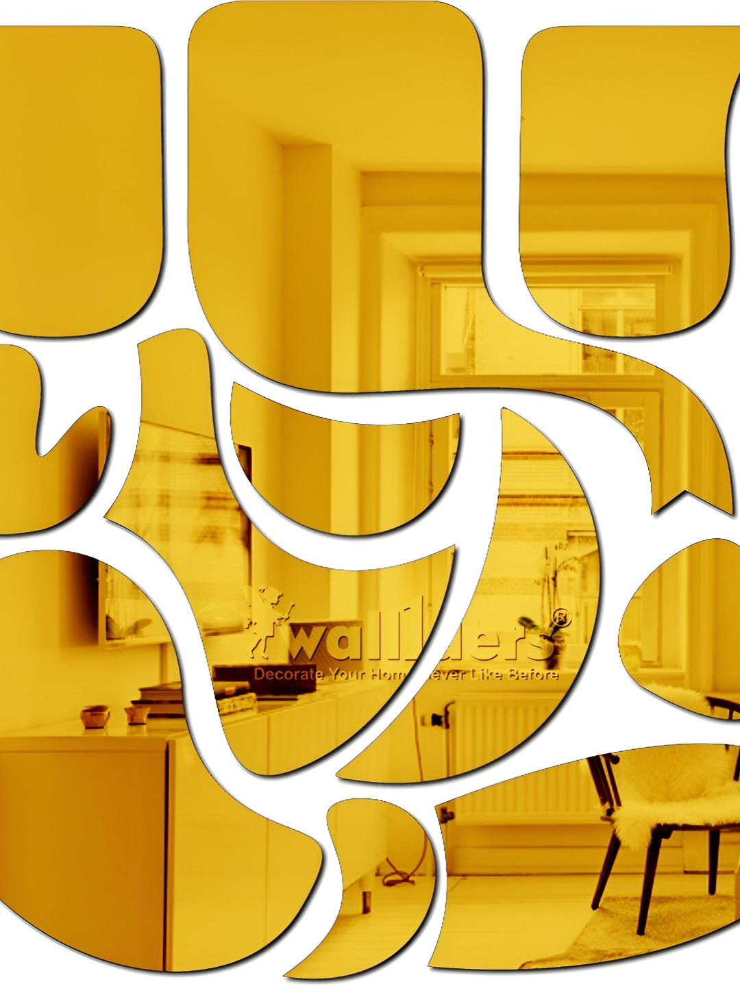 Wall1ders Gold Toned Lord Ganesh Mirror Wall Stickers