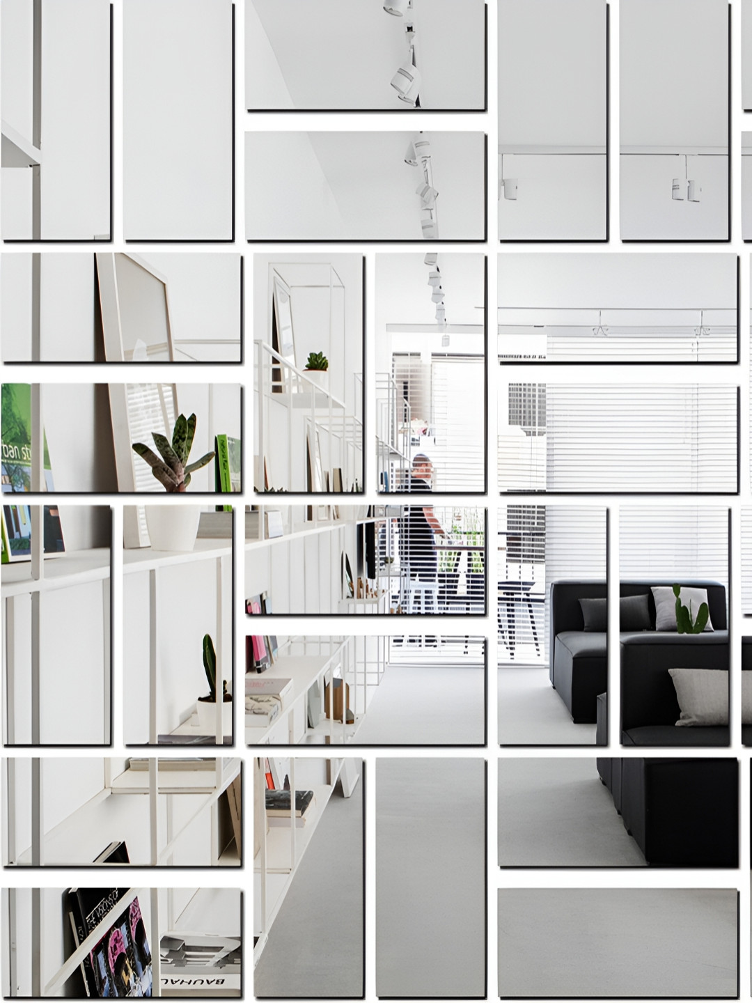 Wall1ders Silver Toned 30 Pieces Rectangle-shaped Acrylic Mirror Wall Stickers