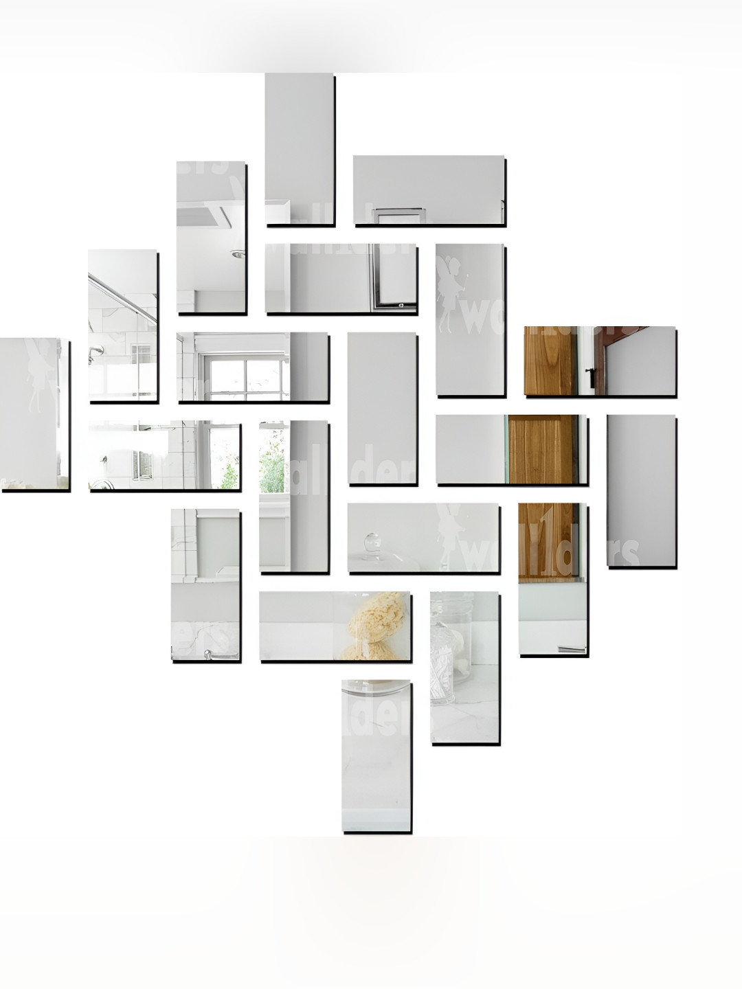 Wall1ders Silver Toned 20 Pieces Rectangle Acrylic Mirror Wall Stickers