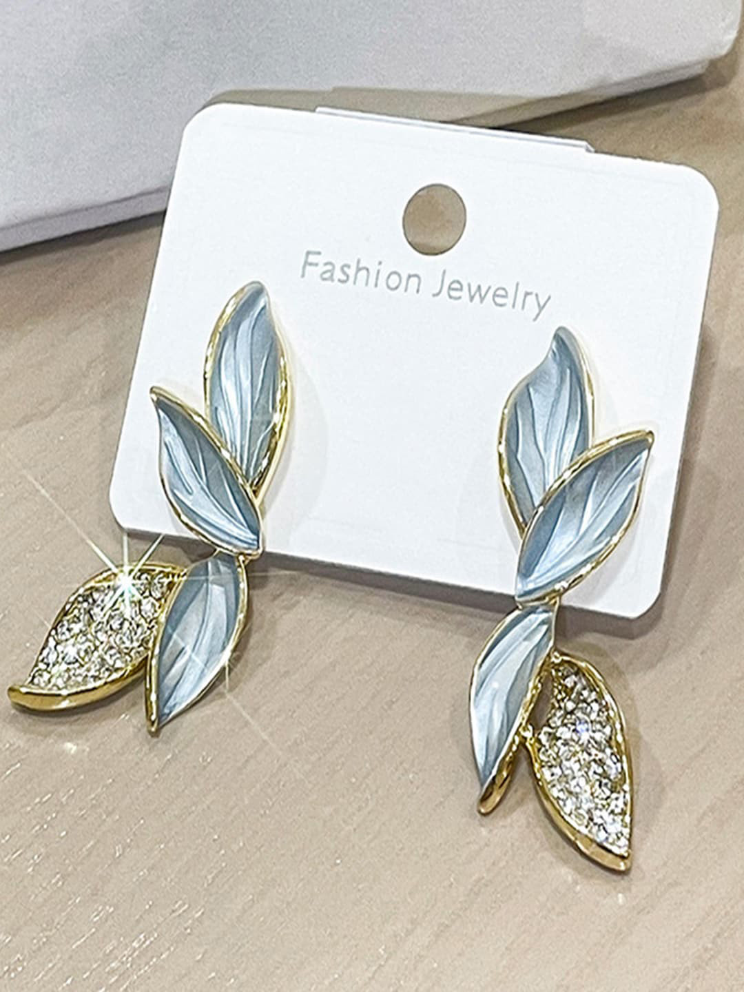 Krelin Gold-Plated Stainless Steel Leaf Shaped Drop Earrings