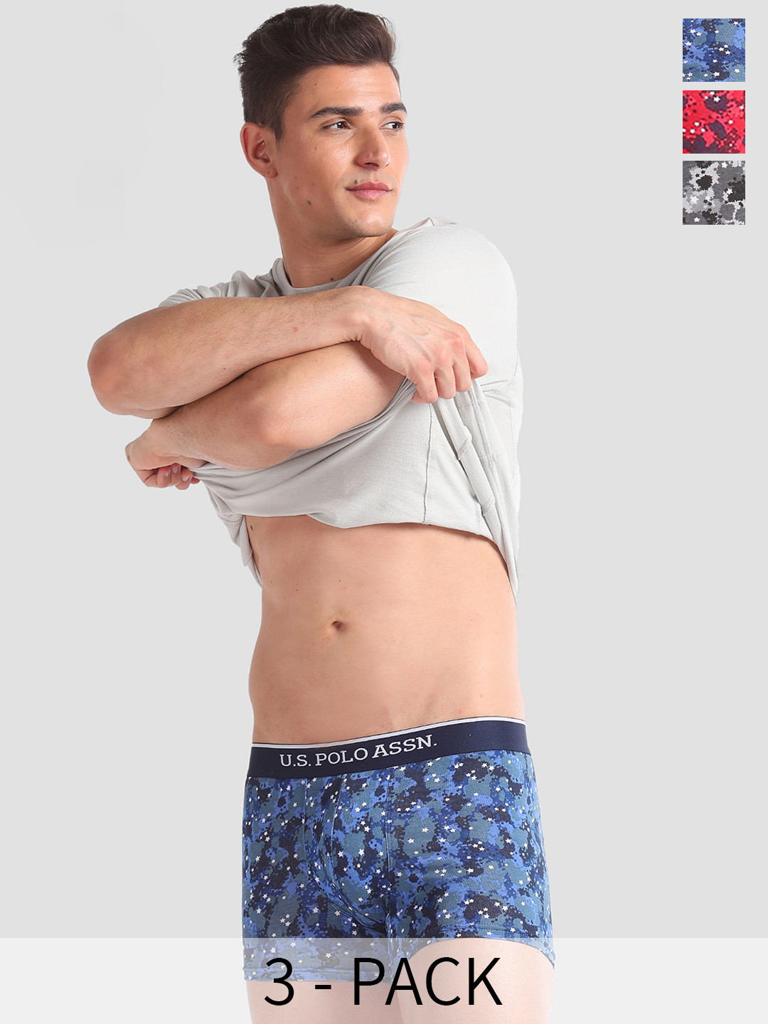 U.S. Polo Assn. Pack Of 3 Printed Moisture-Wicking Trunks OET01-OBR-P3