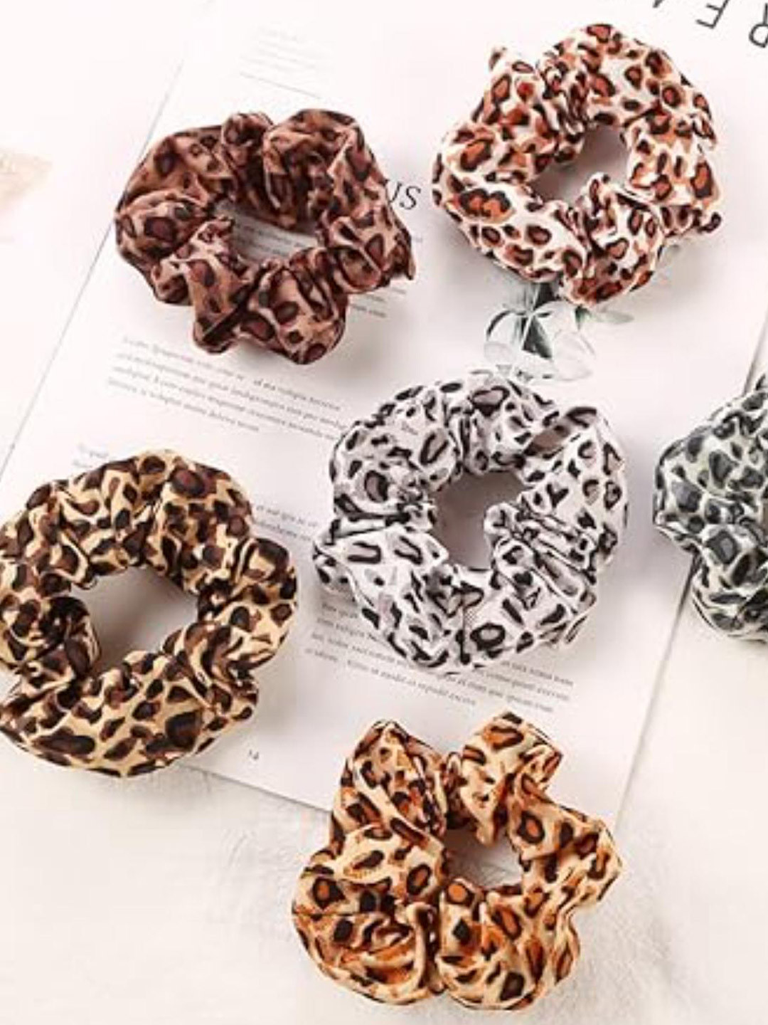 DN Creation Women Set of 12 Assorted Animal Print Scrunchies