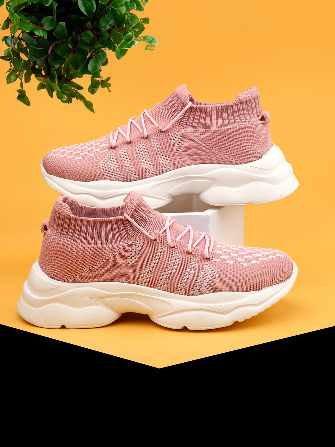 KRAASA Women Lace Up Mesh Running Sports Shoes