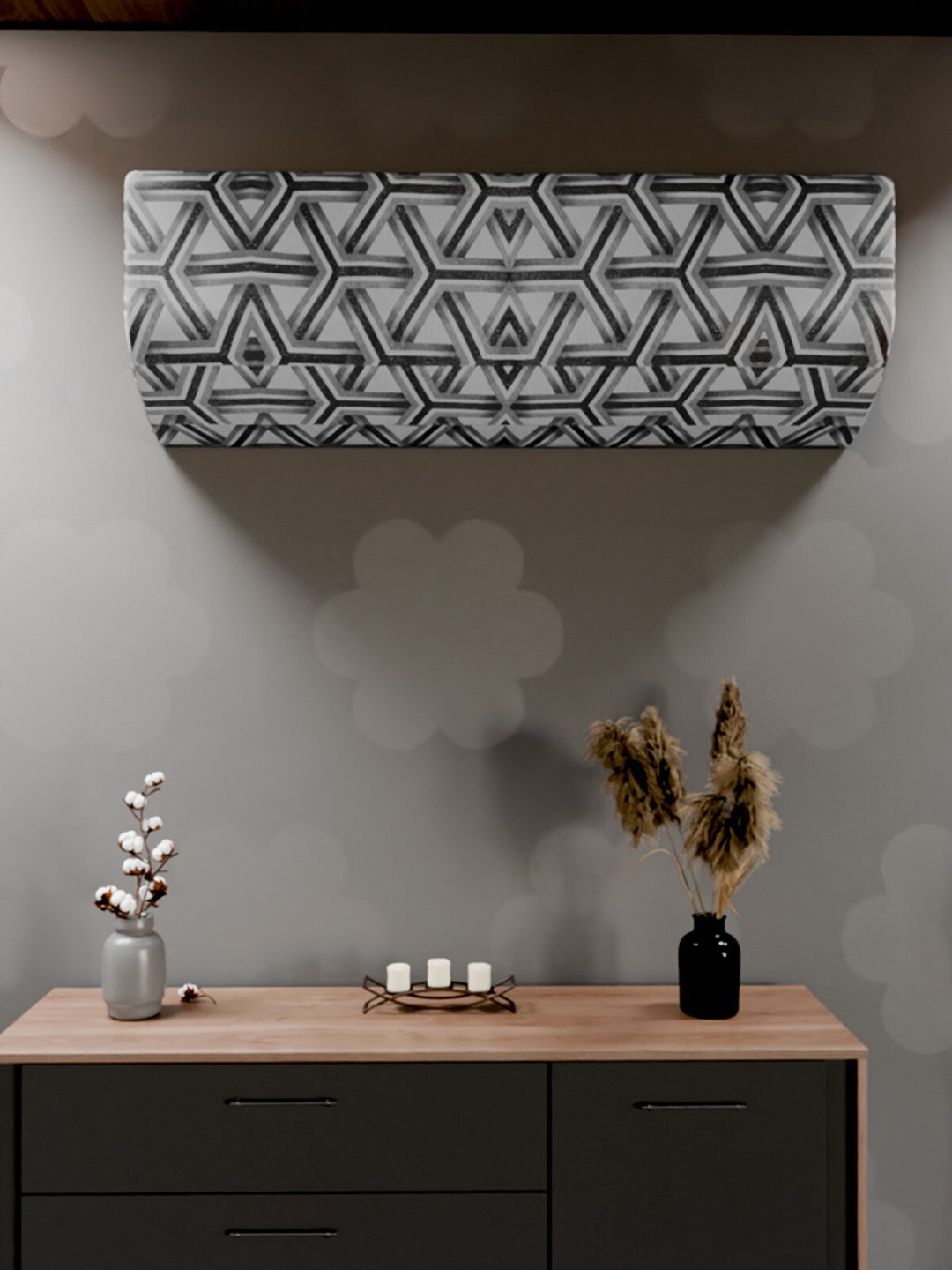 Dakshya Industries Sparkle Silver Toned Printed Snug-Fit Split Air Conditioner Cover