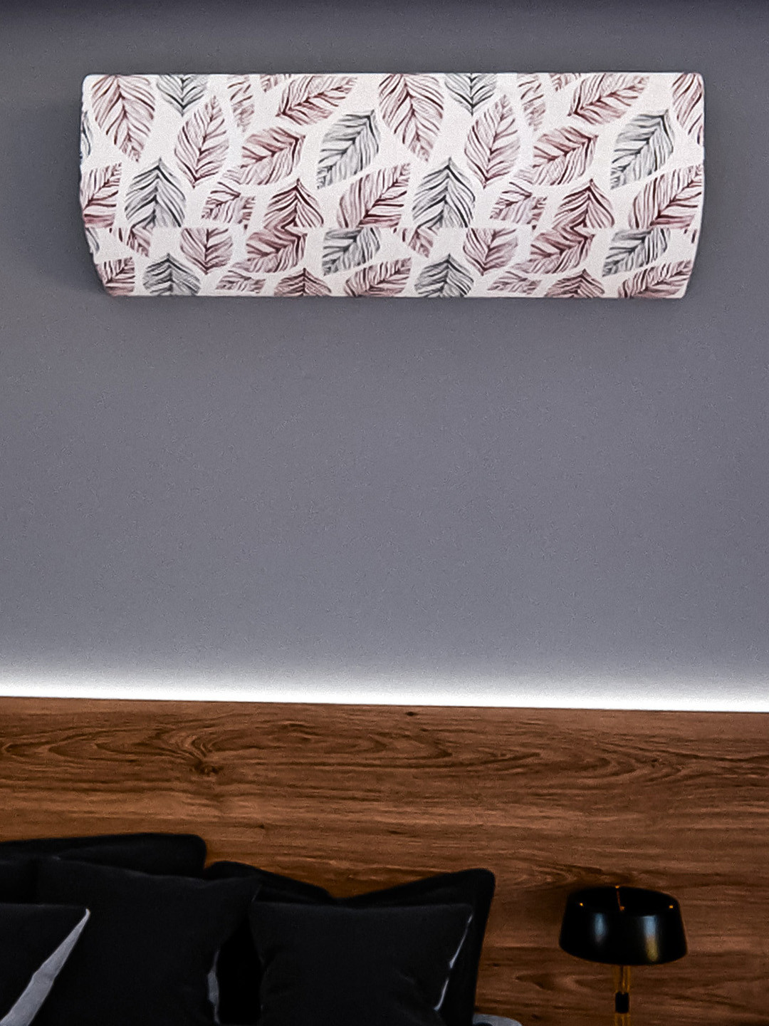 Dakshya Industries Sparkle White & Brown Printed Snug-Fit Split Air Conditioner Cover