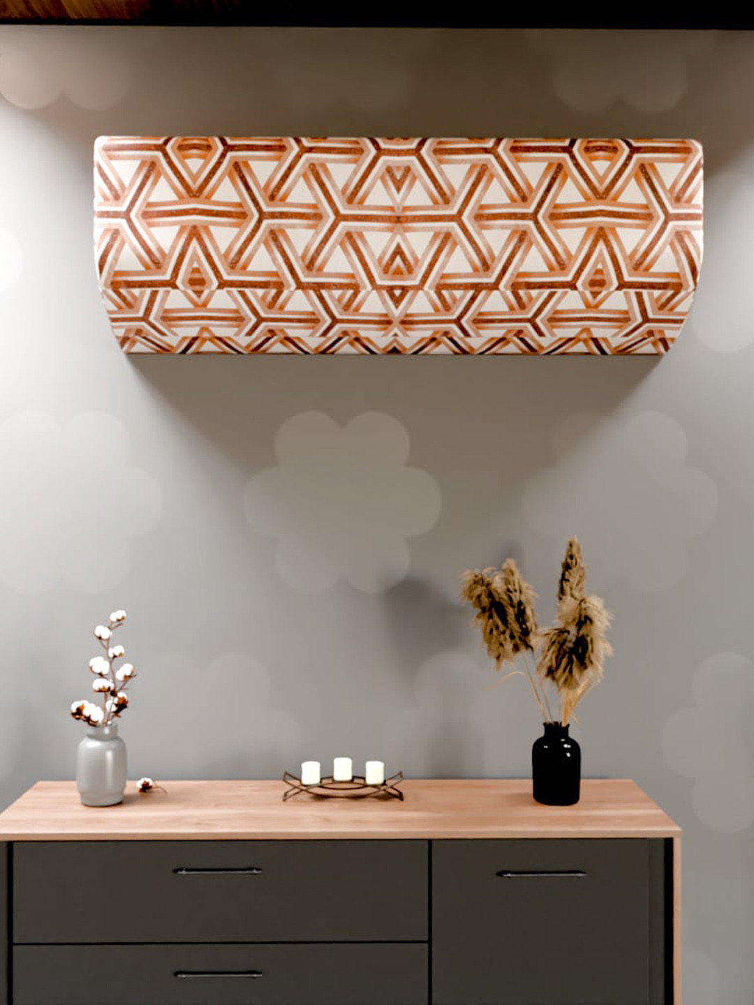 Dakshya Industries Sparkle Beige & Brown Printed Snug-fit Split Air Conditioner Cover