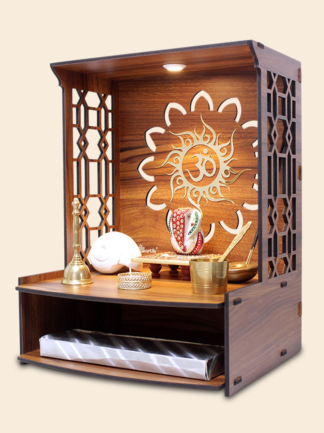 HEARTILY Brown Wooden Mangal Home Temple