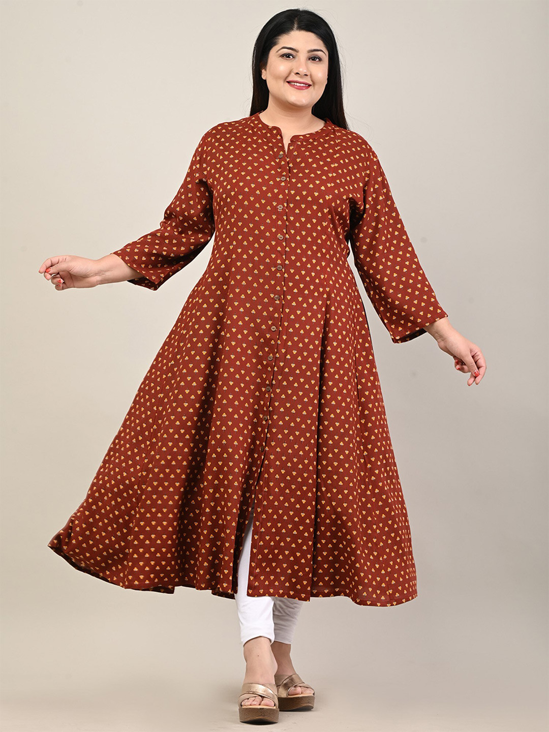 KALINI Plus size Polka Dot Print Puff Sleeve Maxi Dress