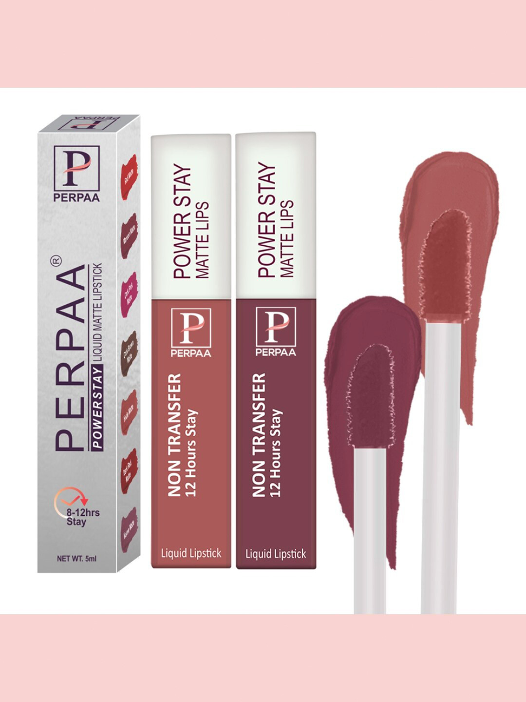 PERPAA Set of 2 Power Stay Liquid Matte Lipstick - 5ml Each -Nude 21 & Mauve 23
